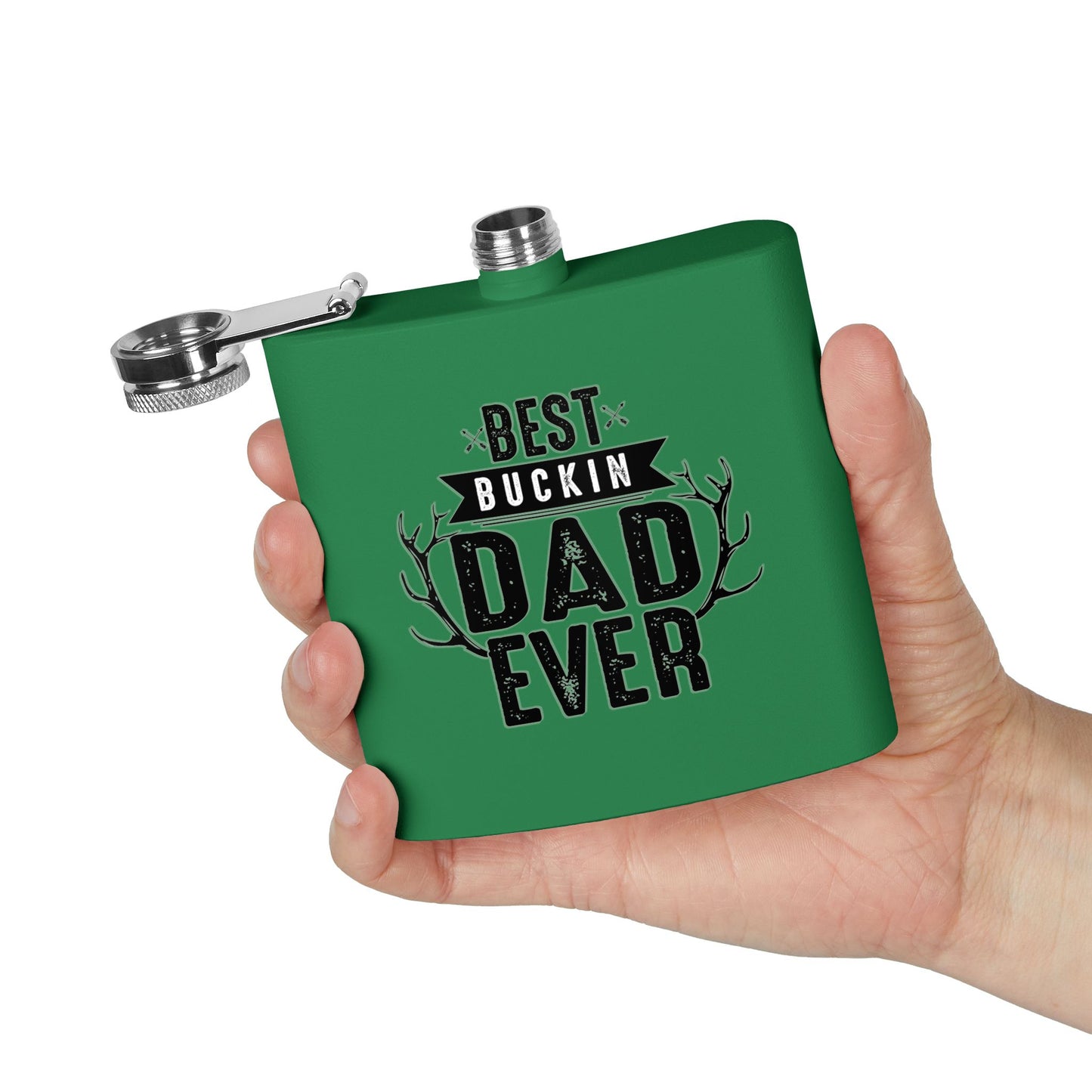 Best Buckin Dad Ever Stainless Steel Flask |  6oz Fathers Day Gift | 6 oz | Best Buckin Dad Ever Flask | Funny Father’s Day Gift | Stainless Steel Hip Flask for Dad