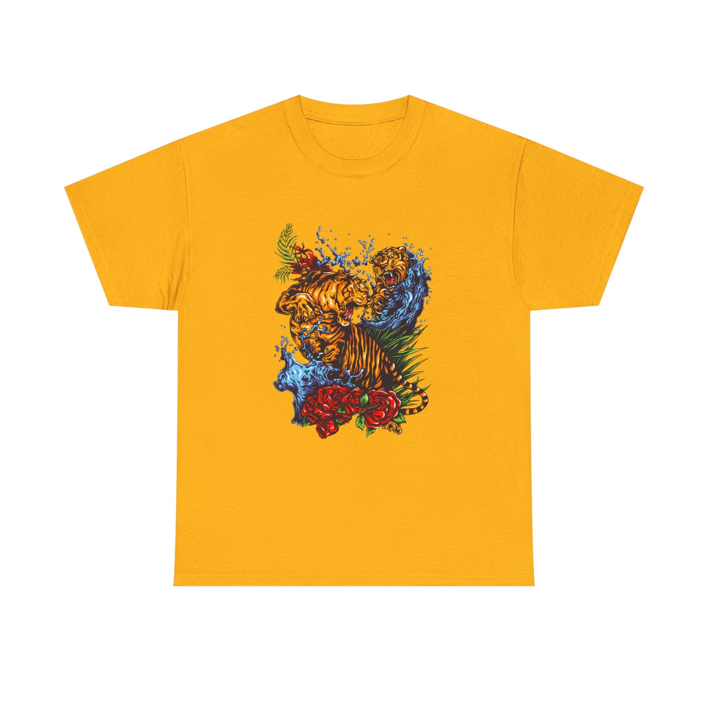 Savage Tiger Floral Graphic Tee  | Bold Streetwear Animal Print Tee | Tiger & Rose Graphic Tee | Bold Floral Ninja Tiger T-Shirt