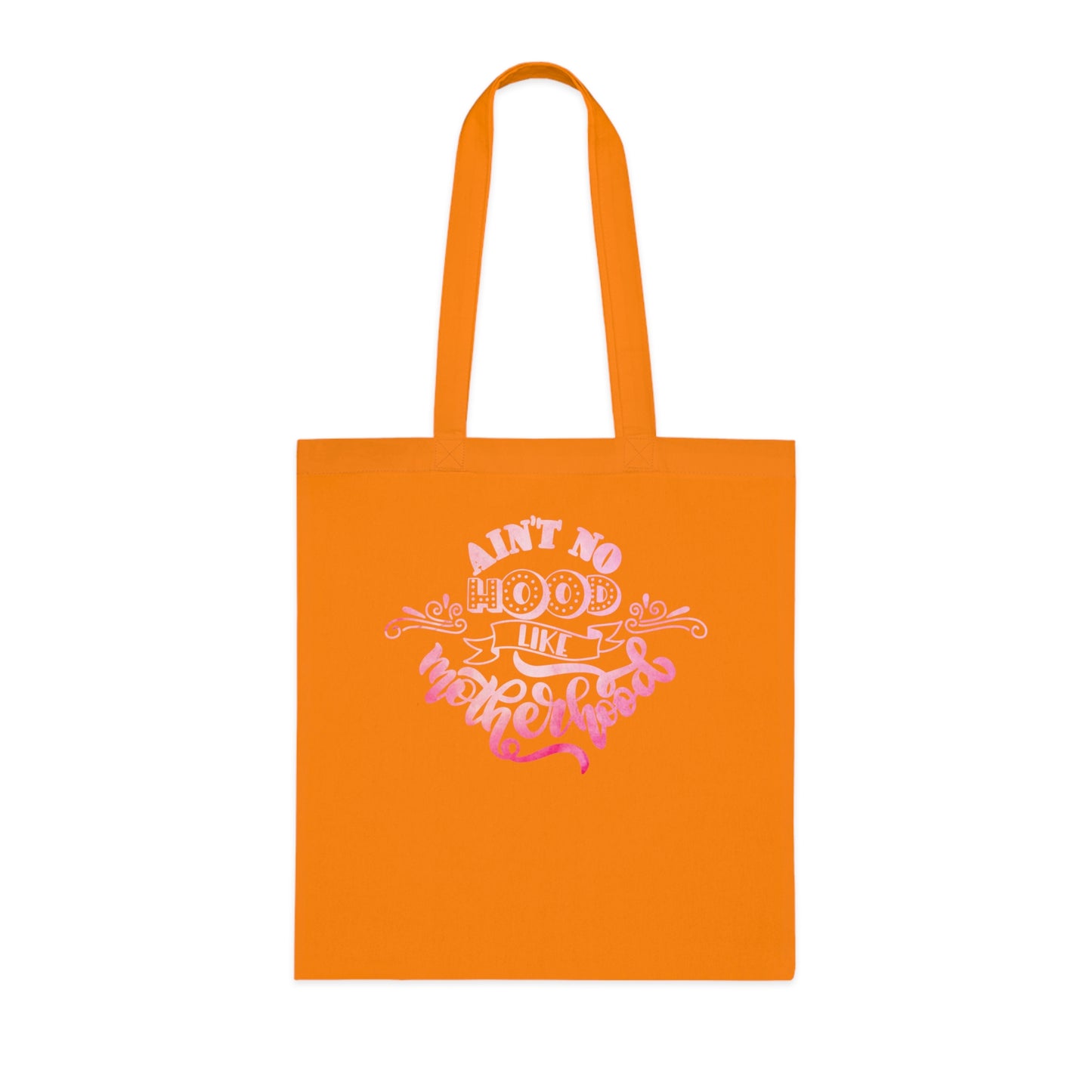 Stylish Canvas Tote for Moms | Everyday Carry & Gift Idea | Ain't No Hood Like Motherhood Cotton Tote | Pink Mom Tote Bag