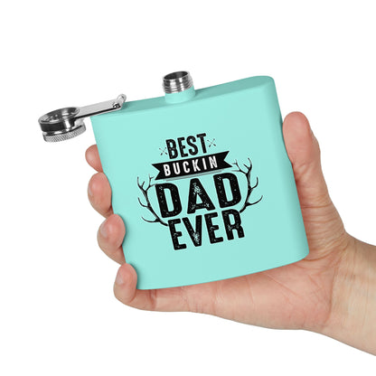 Best Buckin Dad Ever Stainless Steel Flask |  6oz Fathers Day Gift | 6 oz | Best Buckin Dad Ever Flask | Funny Father’s Day Gift | Stainless Steel Hip Flask for Dad