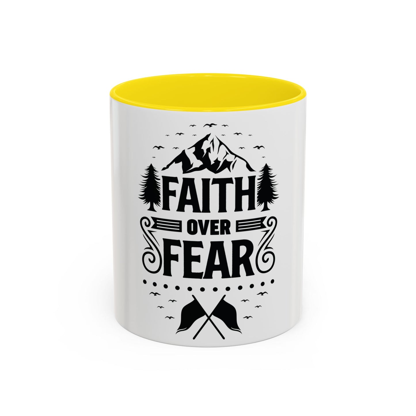 Faith Over Fear Mug | Inspirational Coffee Cup | Motivational Gift | Christian Mug | Positive Quote Drinkware | Accent Coffee Mug  | 11oz | 15oz