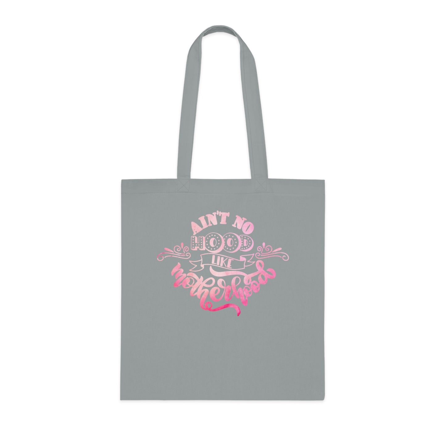 Stylish Canvas Tote for Moms | Everyday Carry & Gift Idea | Ain't No Hood Like Motherhood Cotton Tote | Pink Mom Tote Bag