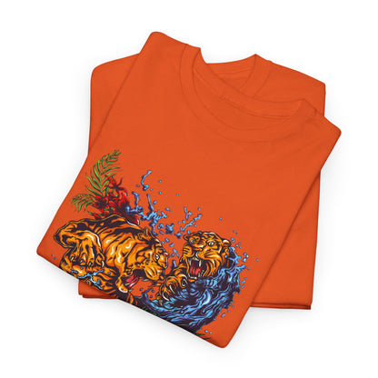 Savage Tiger Floral Graphic Tee  | Bold Streetwear Animal Print Tee | Tiger & Rose Graphic Tee | Bold Floral Ninja Tiger T-Shirt