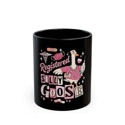 Silly Goose Nurse Mug | Funny Nurse Coffee Mug | Cute RN Gift | Black Mug