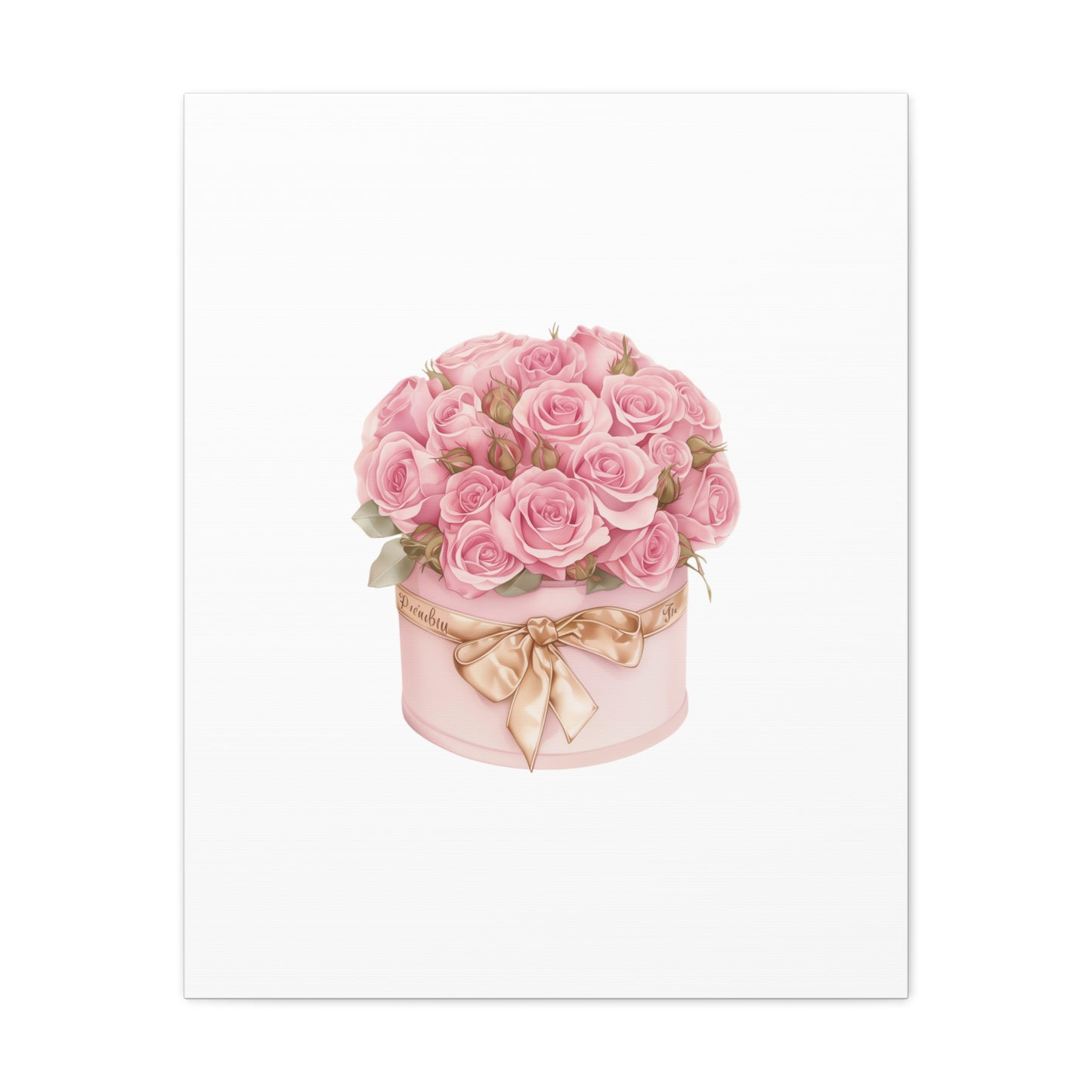 Pink Rose Bouquet Box Wall Art Print | Elegant Floral Gift Decor | Matte Canvas