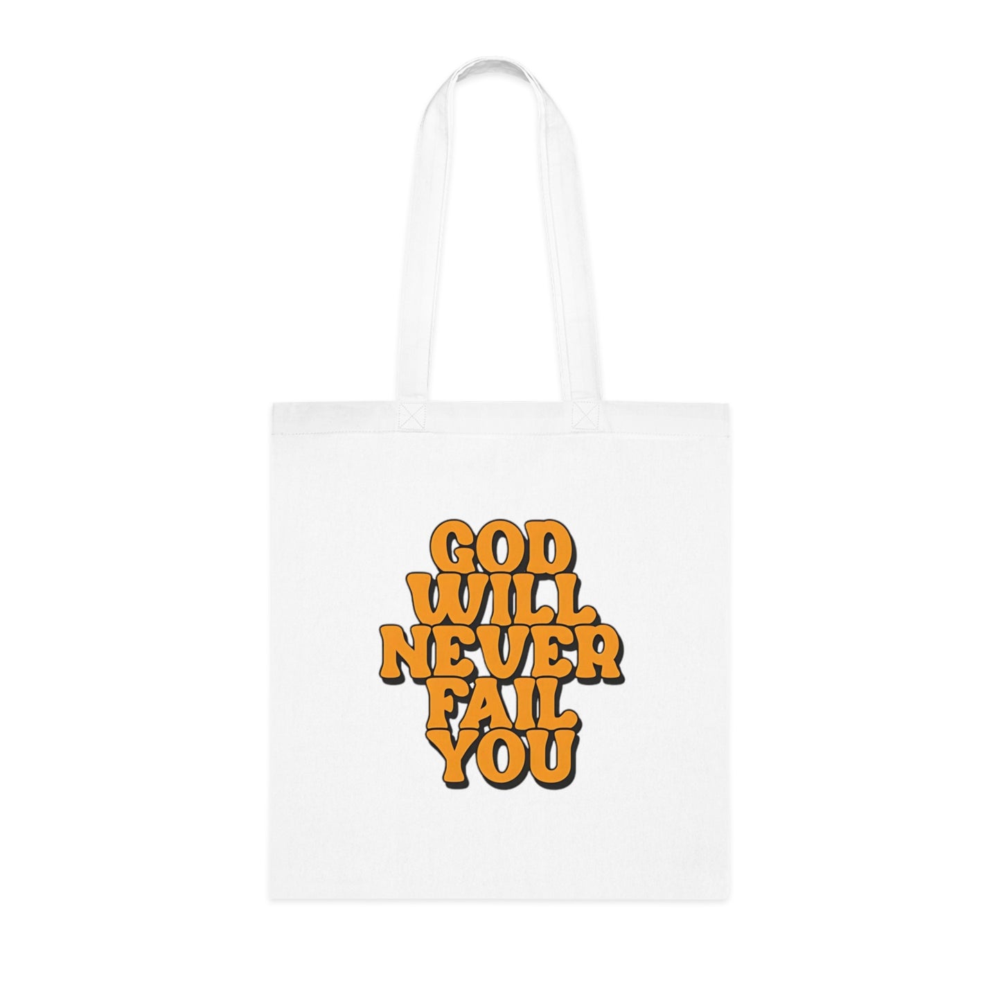 Faith Tote Bag | God Will Never Fail You | Inspirational Cotton Shopping Tote | Christian Faith Canvas Tote Bag for Church | Men | Everyday Use