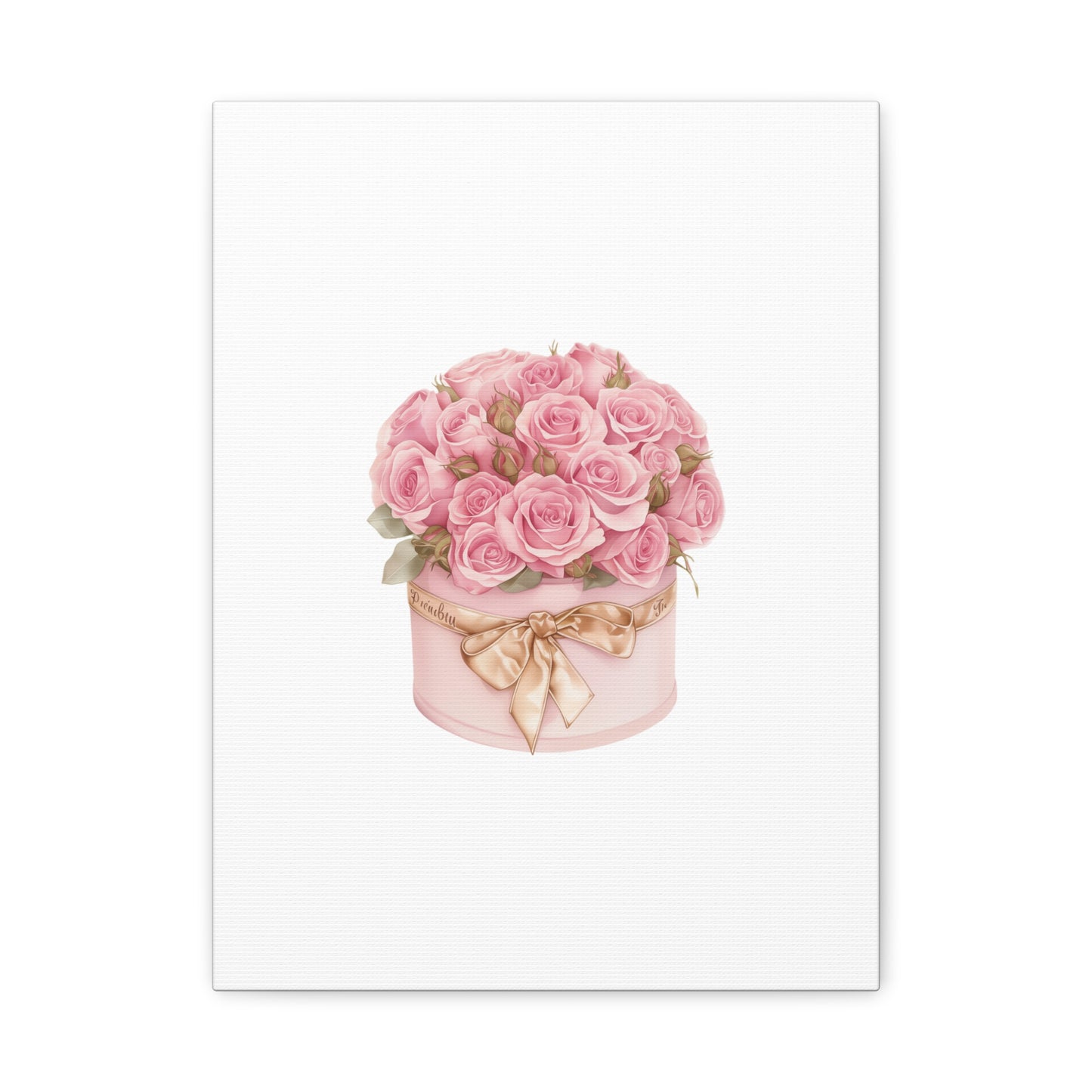 Pink Rose Bouquet Box Wall Art Print | Elegant Floral Gift Decor | Matte Canvas