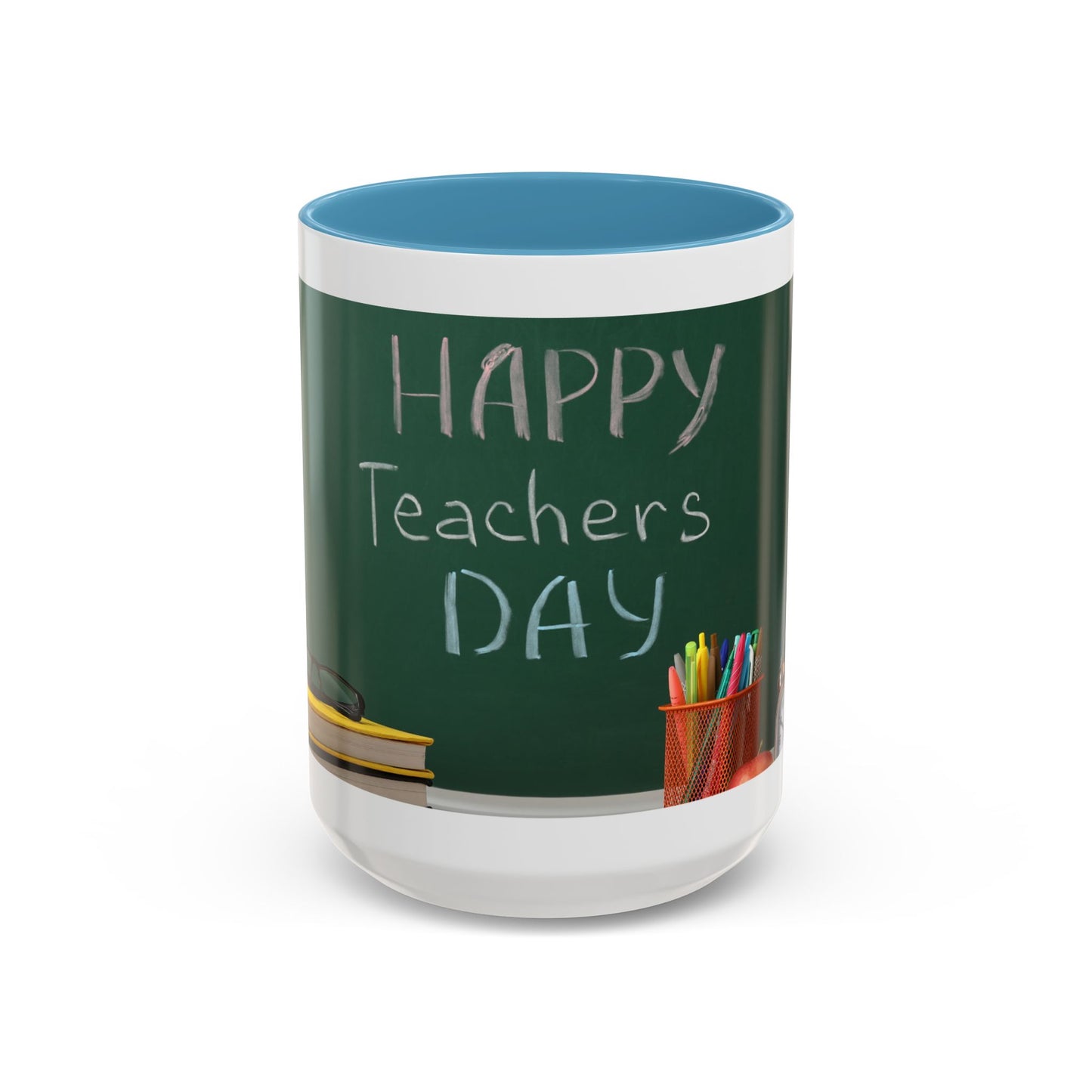 Happy Teachers Day Mug | Teacher Appreciation Gift Coffee Cup | Cute School Gift Idea for Teachers | Accent Coffee Mug | 11oz | 15oz