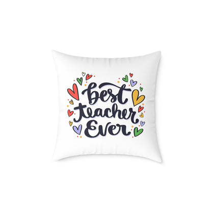 Best Teacher Ever Cushion Cover | Teacher Appreciation Gift Pillow | Cute Classroom Decor | Gift for Teachers | Canvas Pillow
