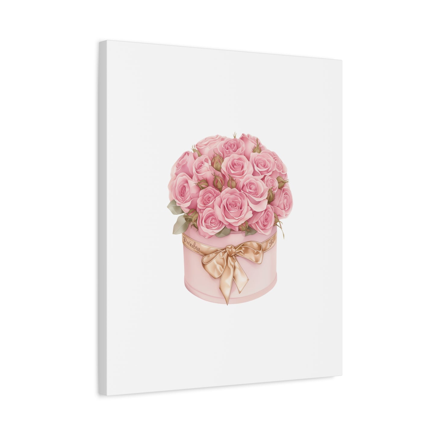 Pink Rose Bouquet Box Wall Art Print | Elegant Floral Gift Decor | Matte Canvas