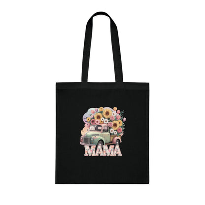 Cotton Tote | Vintage Sunflower Mother’s Day Gift | Mama Floral Truck Tote Bag | Cute Mom Canvas Tote Bag for Everyday Use | Gifts
