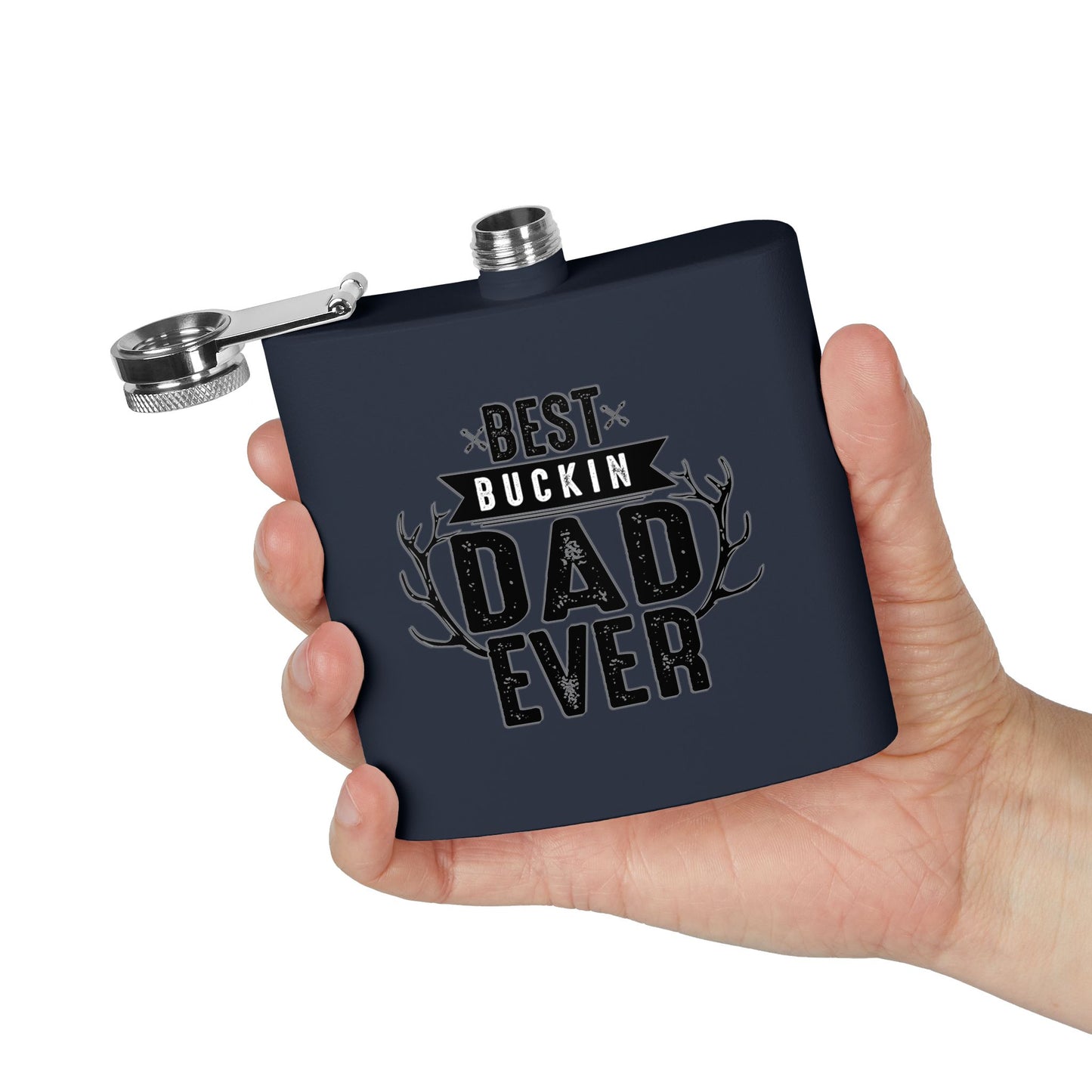 Best Buckin Dad Ever Stainless Steel Flask |  6oz Fathers Day Gift | 6 oz | Best Buckin Dad Ever Flask | Funny Father’s Day Gift | Stainless Steel Hip Flask for Dad