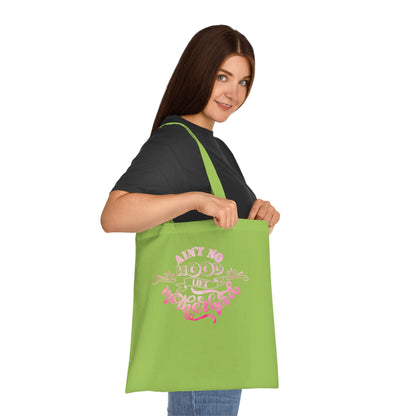 Stylish Canvas Tote for Moms | Everyday Carry & Gift Idea | Ain't No Hood Like Motherhood Cotton Tote | Pink Mom Tote Bag