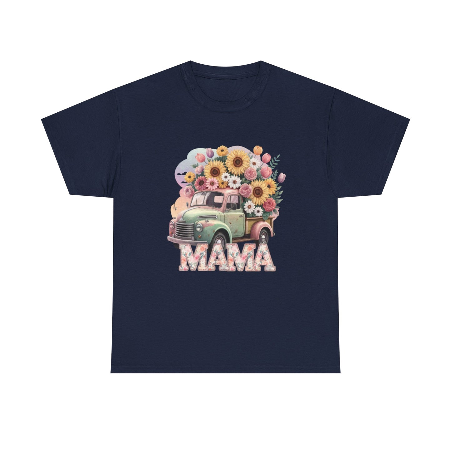 T-Shirt | Vintage Floral Mom Tee | Mama Vintage Truck Floral Tee | Mama Flower Truck Graphic Tee