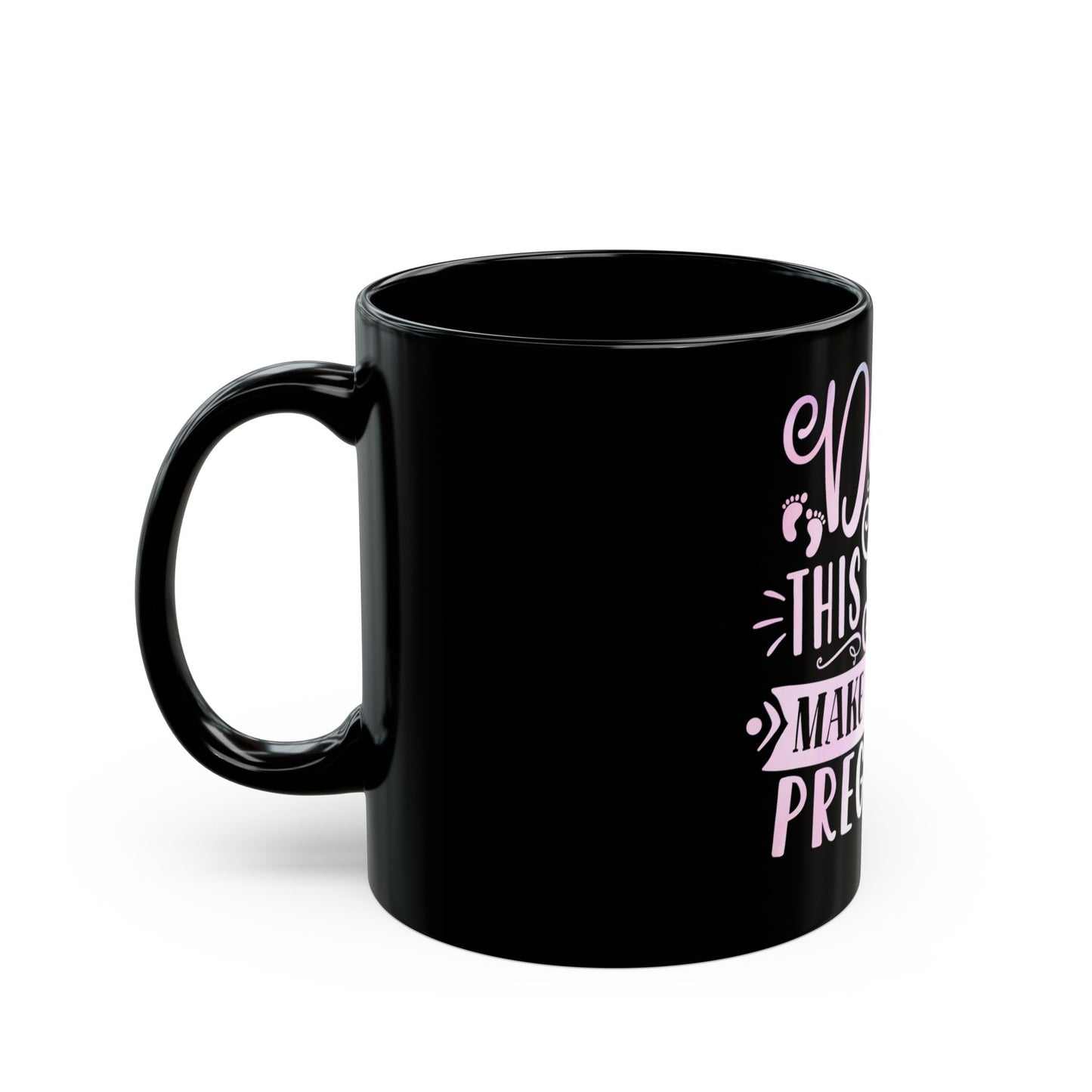 Black mug with pink text. | GrindGlow Apparel
