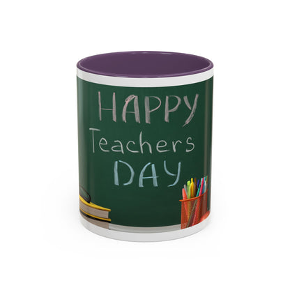 Happy Teachers Day Mug | Teacher Appreciation Gift Coffee Cup | Cute School Gift Idea for Teachers | Accent Coffee Mug | 11oz | 15oz