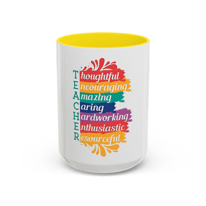 Teacher Appreciation Mug | Inspirational Teacher Gift Coffee Cup |  Classroom Desk Mug for Educators | Teacher Appreciation Coffee Mug | Colorful Acrostic |  Thoughtful | Encouraging | Amazing| 11oz...