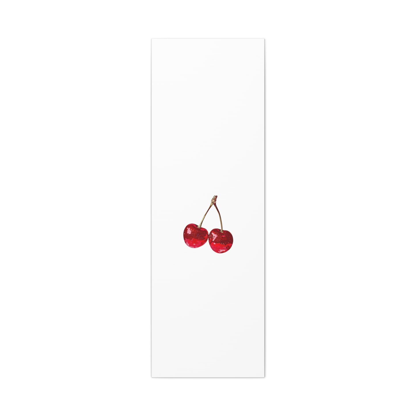 Red Glitter Disco Cherry Wall Art Print | Sparkly Pop Art Fruit Decor | Cherry Duo Matte Canvas Print | Minimal Fruit Wall Art