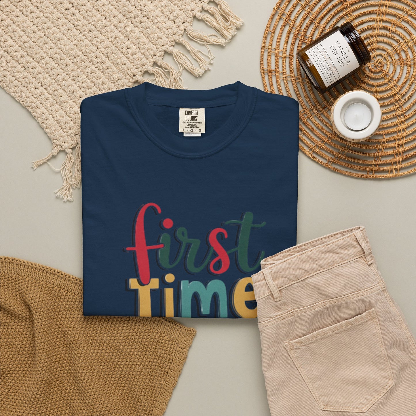 First Time Mama Tee | Trendy Motherhood Shirt for New Moms | Gift for Her | New Mom T-Shirt |‘First Time Mom’ Cute Graphic Tee | Perfect Baby Shower Gift