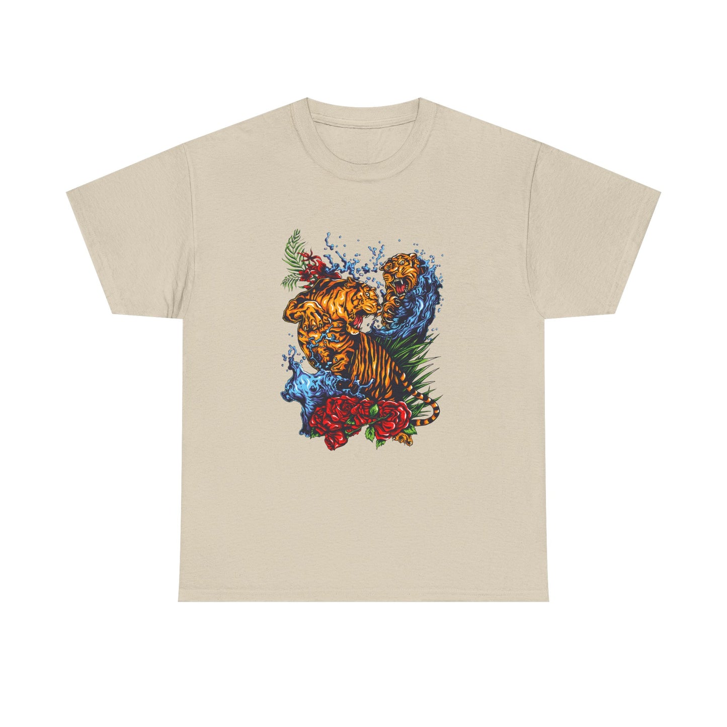 Savage Tiger Floral Graphic Tee  | Bold Streetwear Animal Print Tee | Tiger & Rose Graphic Tee | Bold Floral Ninja Tiger T-Shirt