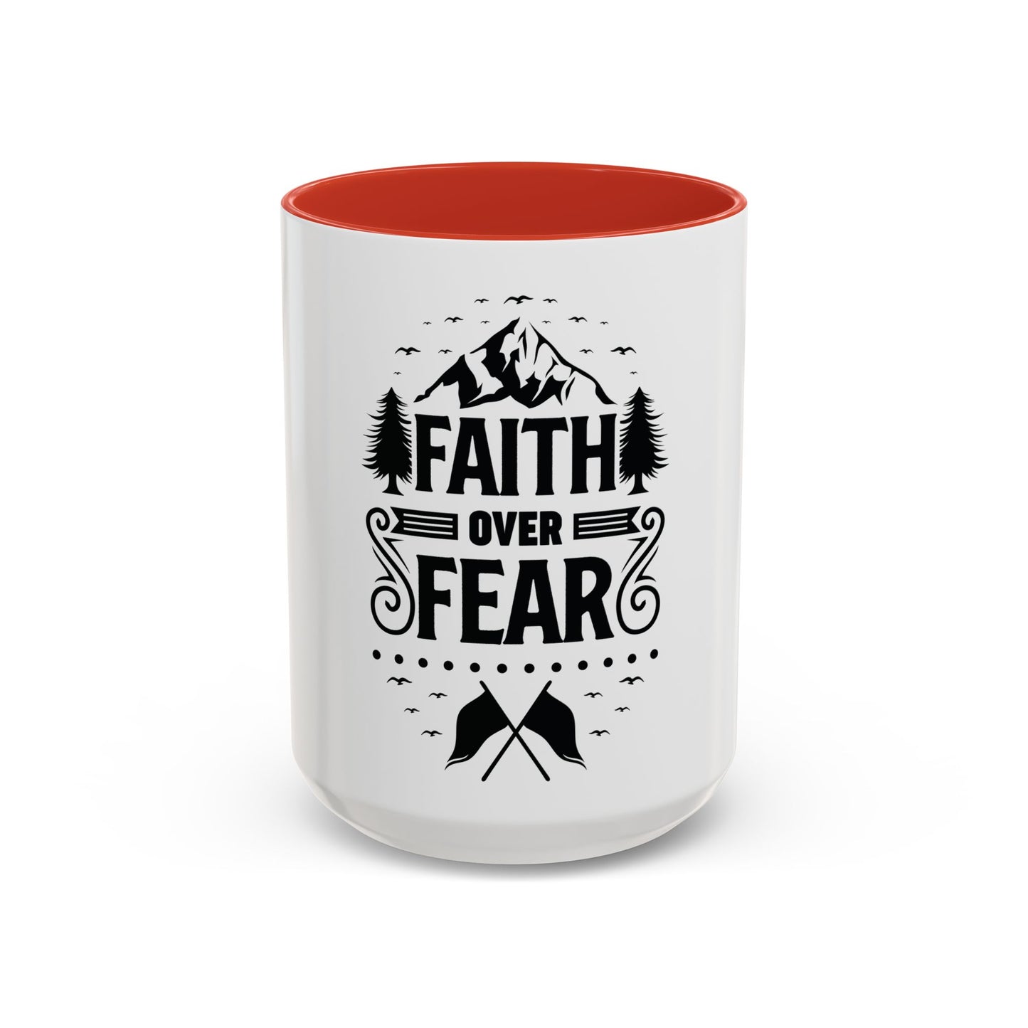Faith Over Fear Mug | Inspirational Coffee Cup | Motivational Gift | Christian Mug | Positive Quote Drinkware | Accent Coffee Mug  | 11oz | 15oz