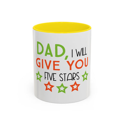 Coffee Cup | Dad I Will Give You Five Stars Mug | Funny Dad Gift | Father’s Day Mug | Cute Gift for Dad from Kids | Dad Coffee Mug