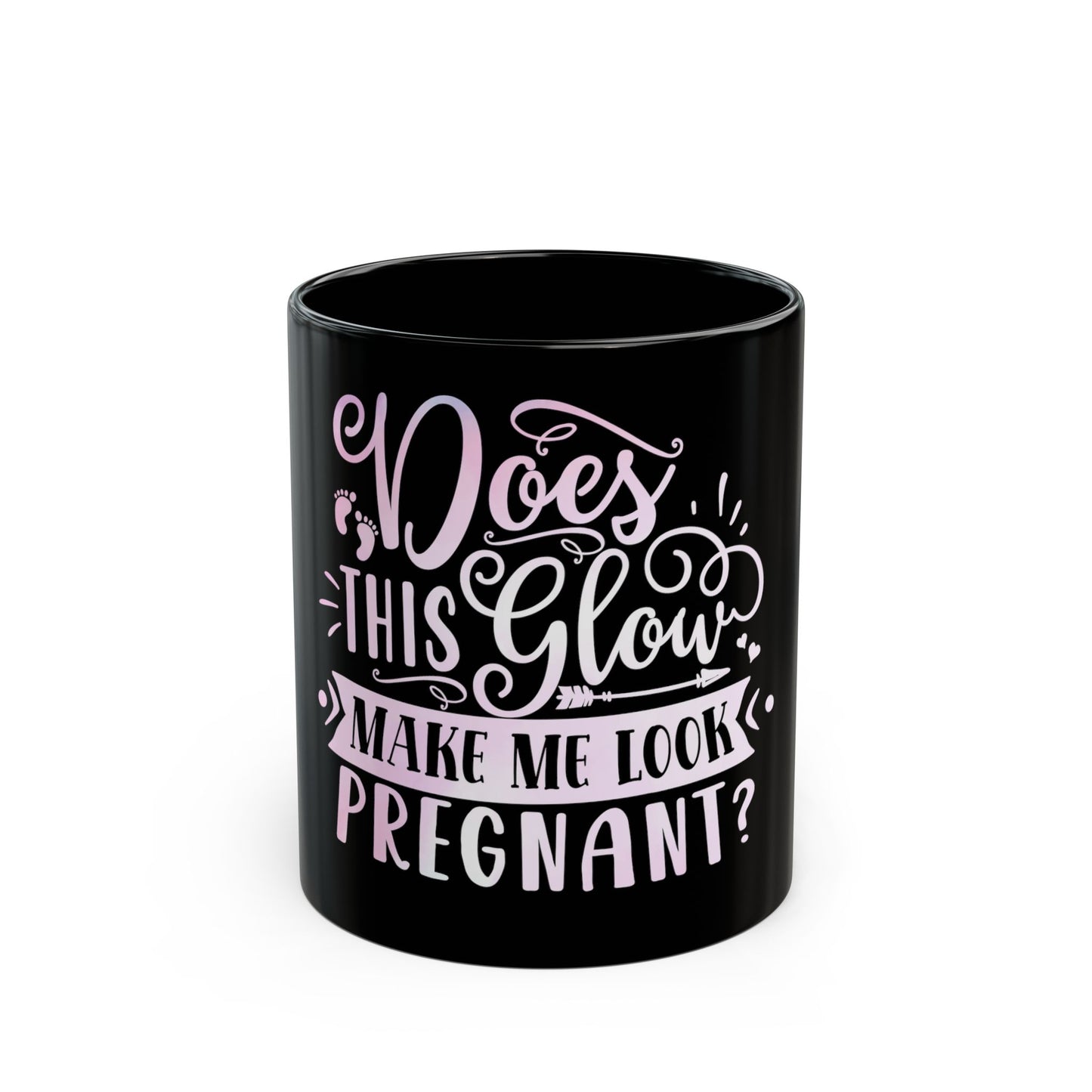 Black mug with pregnancy text. | GrindGlow Apparel