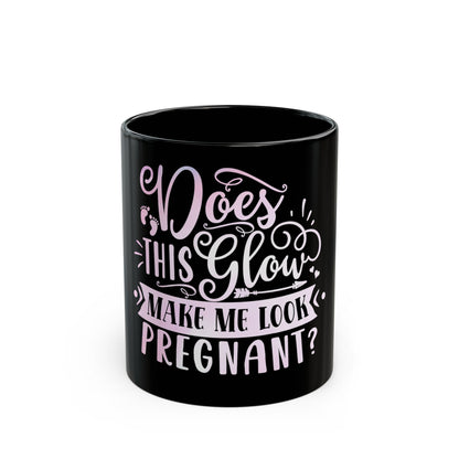 Black mug with pregnancy text. | GrindGlow Apparel