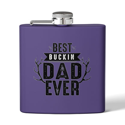 Best Buckin Dad Ever Stainless Steel Flask |  6oz Fathers Day Gift | 6 oz | Best Buckin Dad Ever Flask | Funny Father’s Day Gift | Stainless Steel Hip Flask for Dad