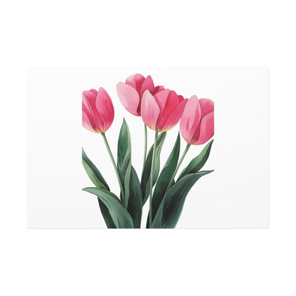 Pink Tulip Bouquet Wall Art Print | Elegant Floral Botanical Decor