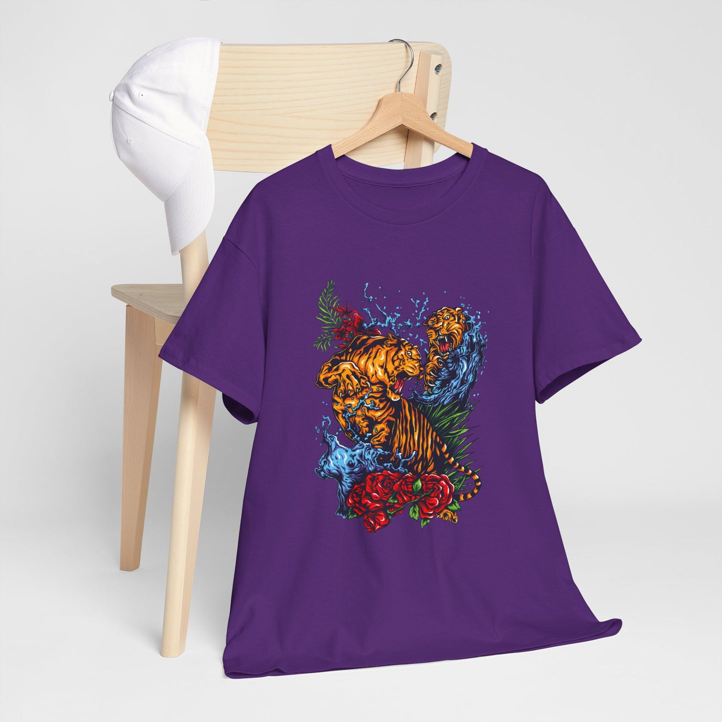 Savage Tiger Floral Graphic Tee  | Bold Streetwear Animal Print Tee | Tiger & Rose Graphic Tee | Bold Floral Ninja Tiger T-Shirt