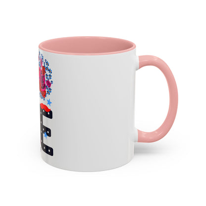 LOVE Floral Mug | Cute Aesthetic Coffee Cup with Heart | Rose Design | Gift for Her, Girlfriend, Wife | Stylish Ceramic Mug Accent Coffee Mug (11oz, 15oz)