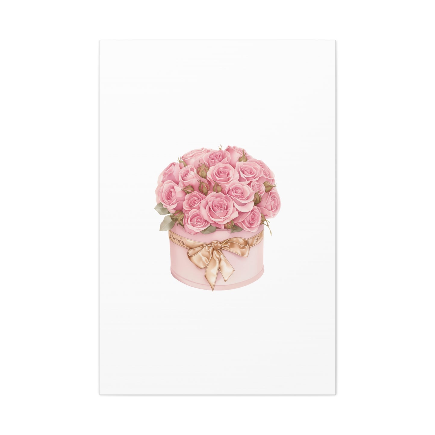 Pink Rose Bouquet Box Wall Art Print | Elegant Floral Gift Decor | Matte Canvas