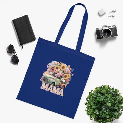 Cotton Tote | Vintage Sunflower Mother’s Day Gift | Mama Floral Truck Tote Bag | Cute Mom Canvas Tote Bag for Everyday Use | Gifts