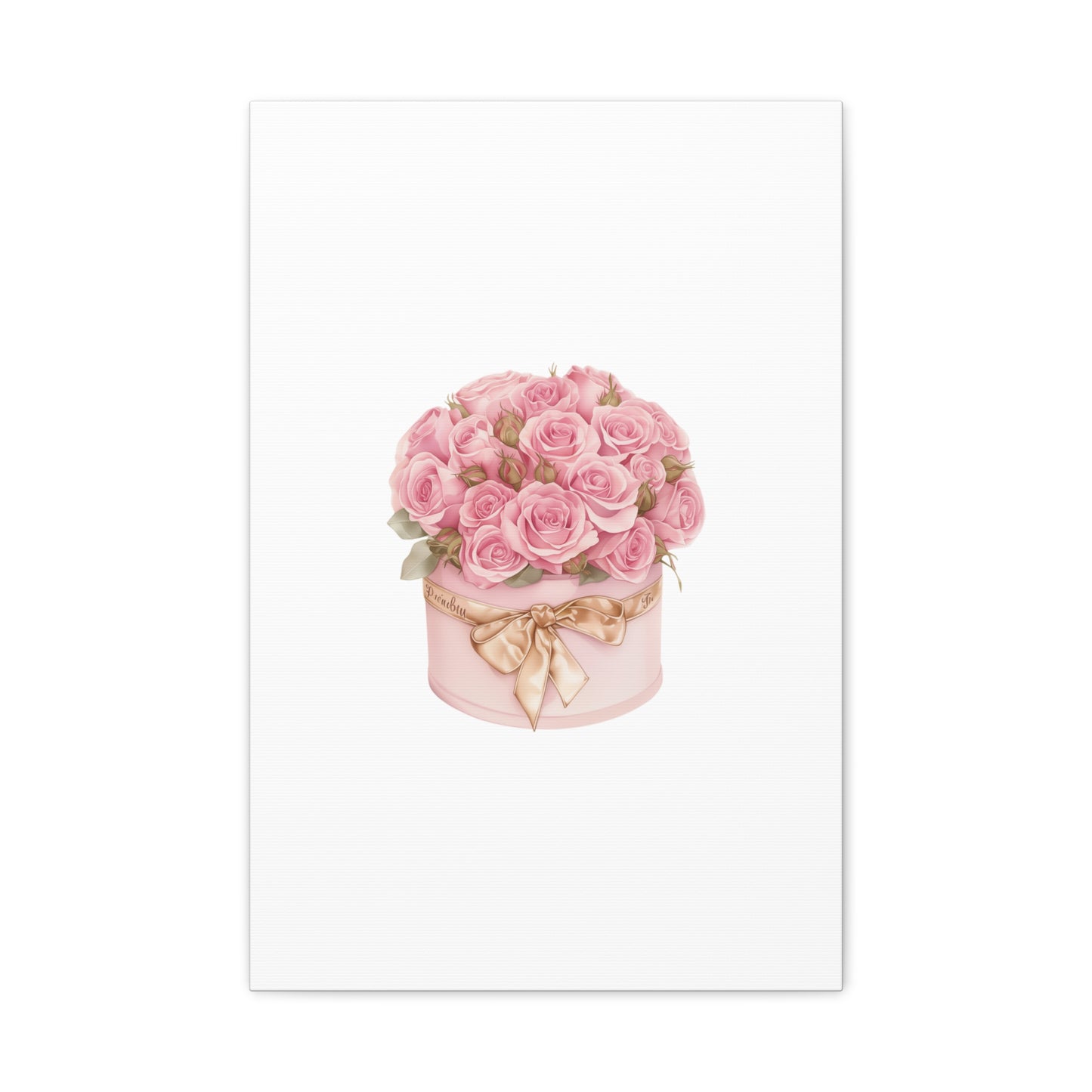 Pink Rose Bouquet Box Wall Art Print | Elegant Floral Gift Decor | Matte Canvas