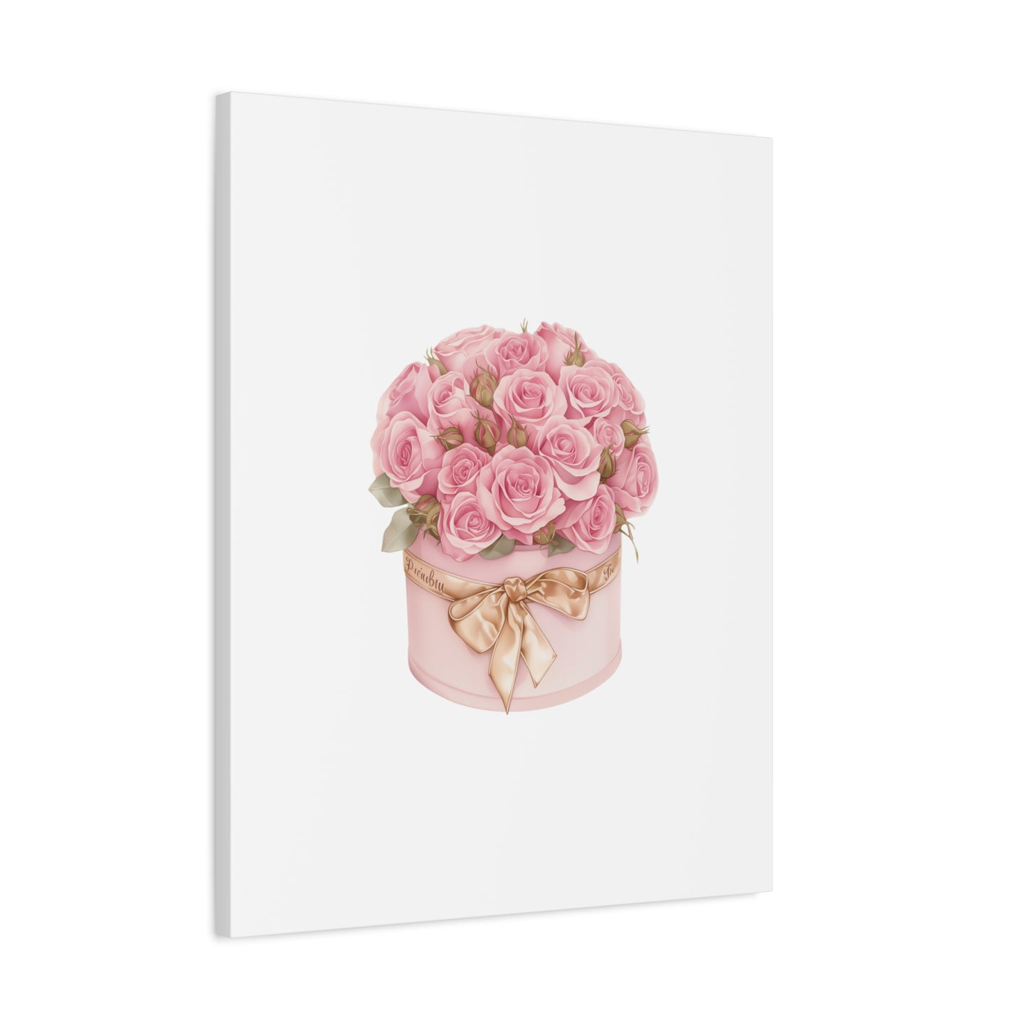 Pink Rose Bouquet Box Wall Art Print | Elegant Floral Gift Decor | Matte Canvas