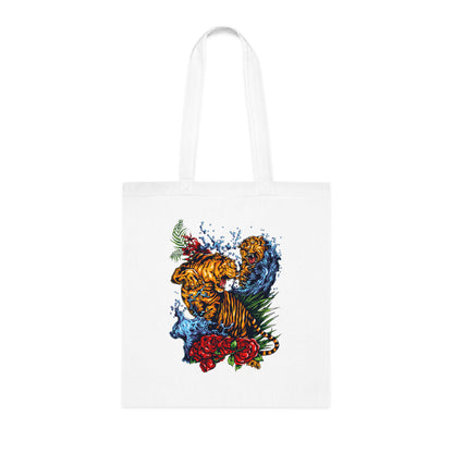 Tiger Floral Tote Bag | Bold Animal Print Canvas Tote Bag | Cotton Tote