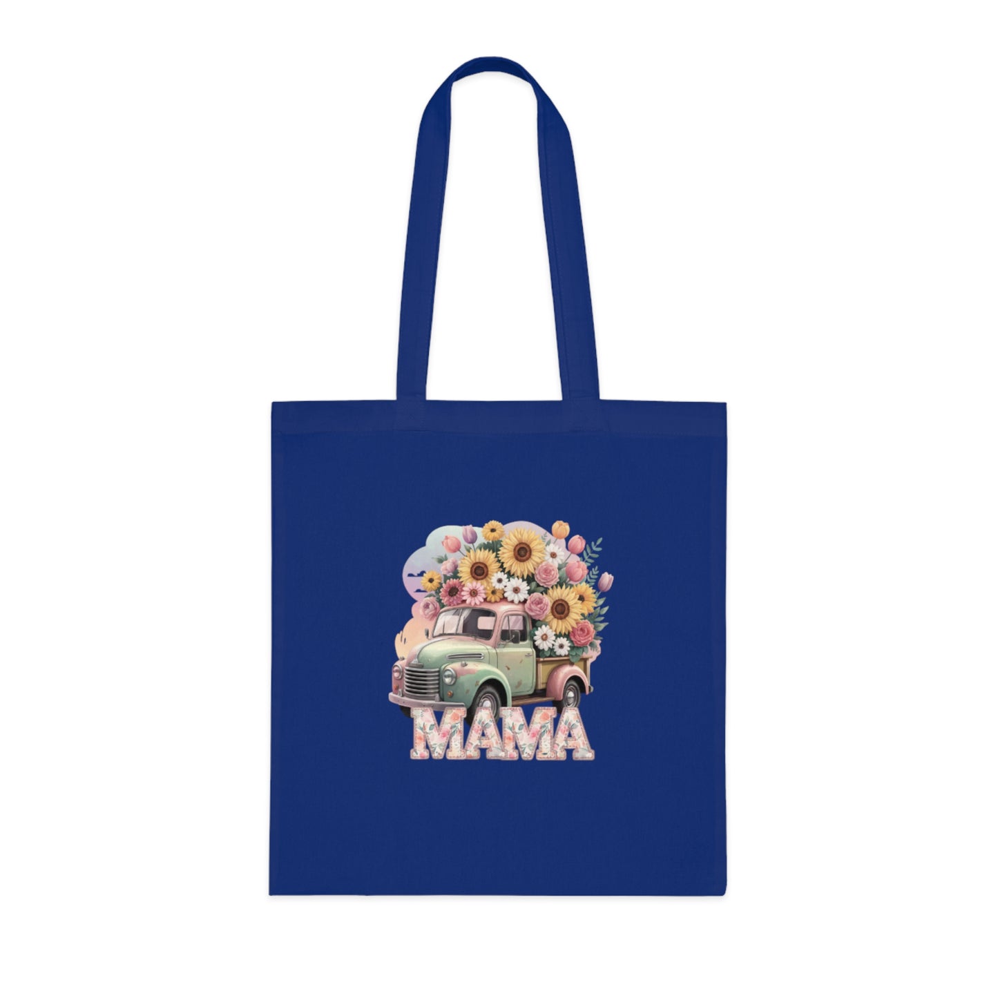 Cotton Tote | Vintage Sunflower Mother’s Day Gift | Mama Floral Truck Tote Bag | Cute Mom Canvas Tote Bag for Everyday Use | Gifts