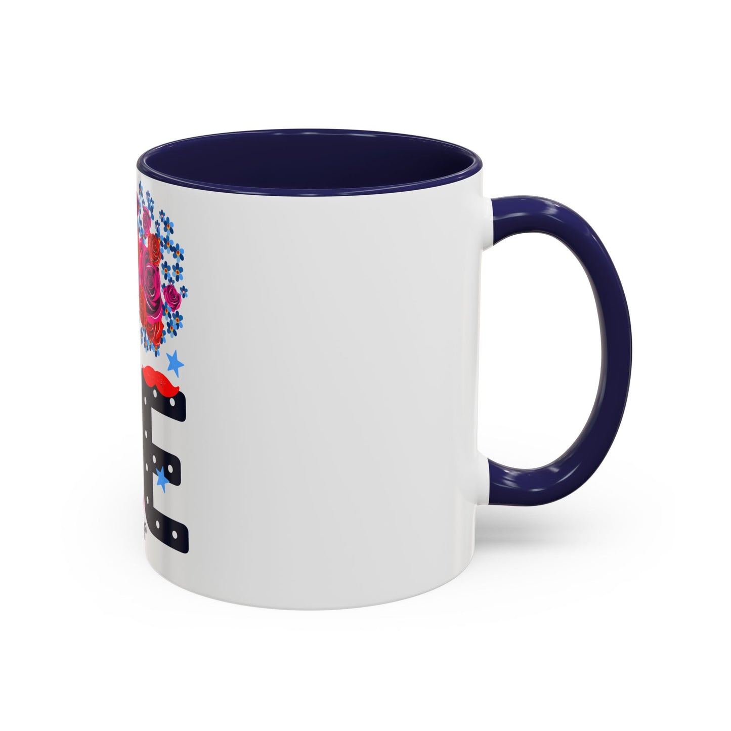 LOVE Floral Mug | Cute Aesthetic Coffee Cup with Heart | Rose Design | Gift for Her, Girlfriend, Wife | Stylish Ceramic Mug Accent Coffee Mug (11oz, 15oz)